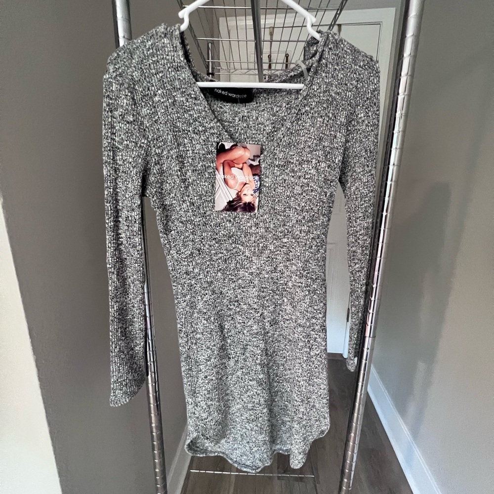 Naked wardrobe hooded sweater dress